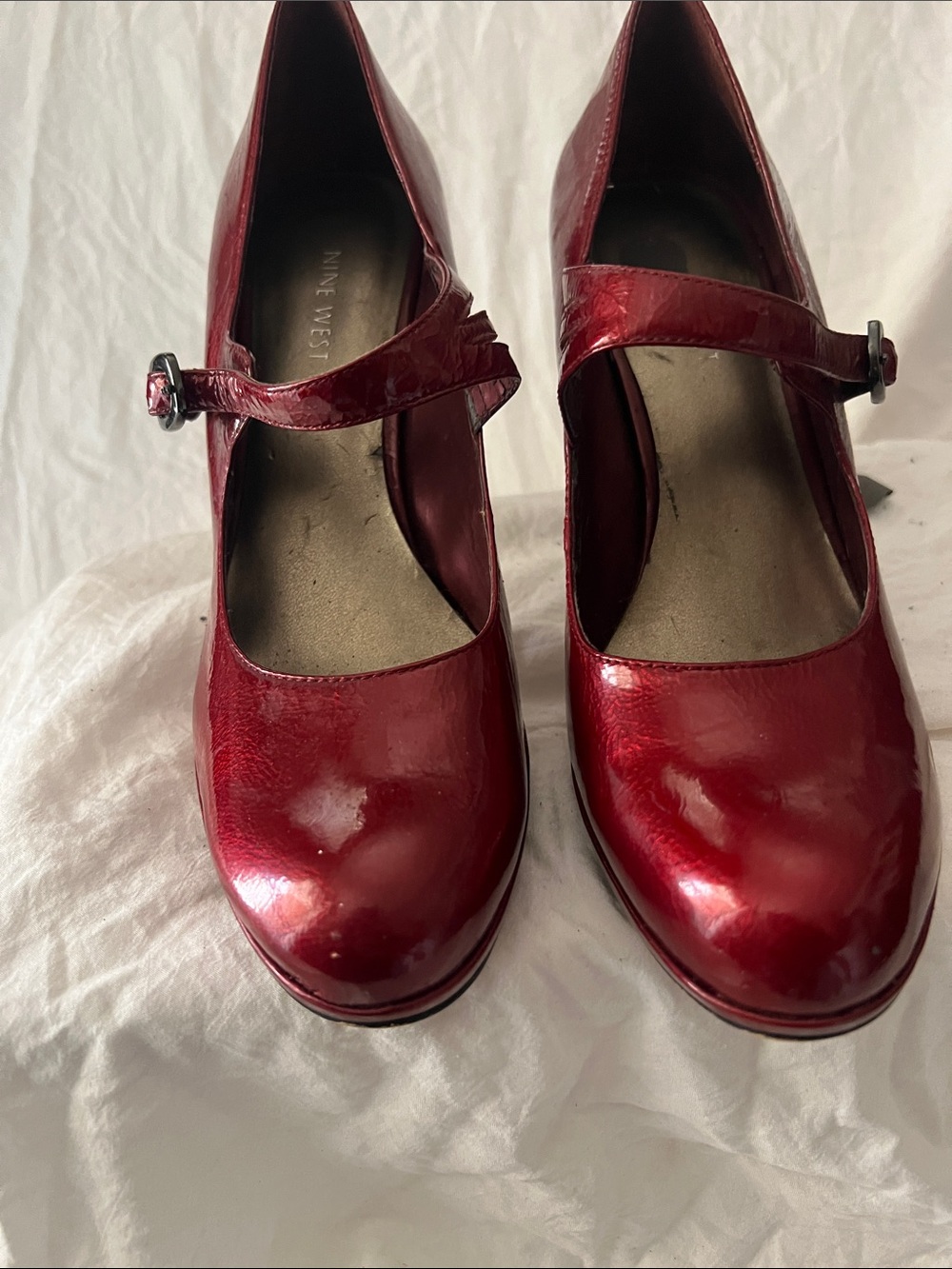 Nine West Red Patent Mary Jane Heels